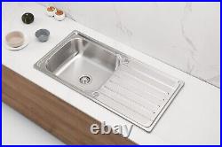 1.0 New Stainless Steel Kitchen Sink Big Bowl Inset Reversible Drainer