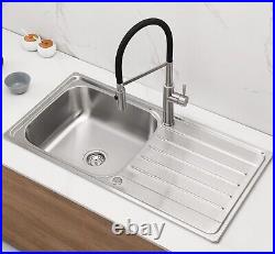 1.0 New Stainless Steel Kitchen Sink Single Bowl Inset Reversible Drainer