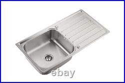 1.0 New Stainless Steel Kitchen Sink Single Bowl Inset Reversible Drainer