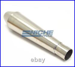 12 Stainless Steel Performance Motorcycle Muffler Reverse Cone Brushed 1.375