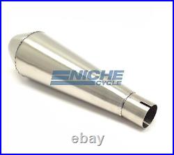 12 Stainless Steel Performance Motorcycle Muffler Reverse Cone Brushed 1.5