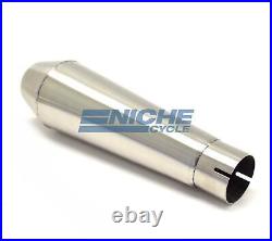 12 Stainless Steel Performance Motorcycle Muffler Reverse Cone Brushed 2.0