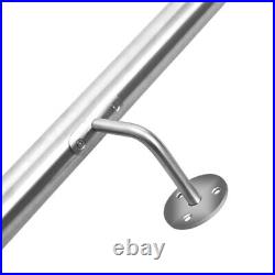 1M-4M Brushed Stainless Steel Banister Stair Handrail Pre-Assembled Round Rail