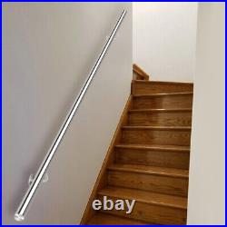 1M-4M Brushed Stainless Steel Banister Stair Handrail Pre-Assembled Round Rail