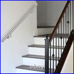 1M-4M Brushed Stainless Steel Banister Stair Handrail Pre-Assembled Round Rail