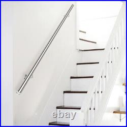 1M-4M Brushed Stainless Steel Banister Stair Handrail Pre-Assembled Round Rail