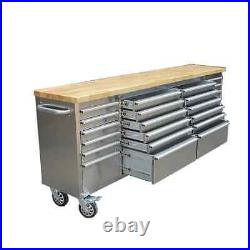 2 x 96 Brushed Stainless Steel 24 Drawer Work Bench Tool Chest Cabinet OFFER