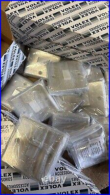 200 x Volex 10A 1 Gang 1 Way Light Switch White Insert Brushed Stainless Steel