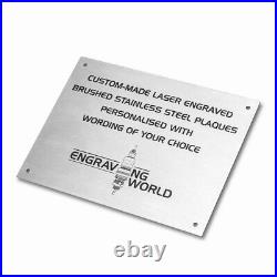 297mm x 210mm Brushed Stainless Steel Personalised Laser Engraving Plaque Sign