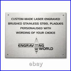 297mm x 210mm Brushed Stainless Steel Personalised Laser Engraving Plaque Sign