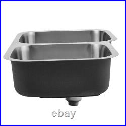 304 Brushed Stainless Steel Kitchen Sink Undermount Twin Bowls with Free Wastes