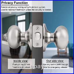 6 X Privacy Door Knobset Stainless Steel Keyless Door Knobs Lock Set Handles Bru