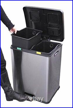 60L Stainless Steel Double Compartment Kitchen Pedal Recycling by Chabrias LTD