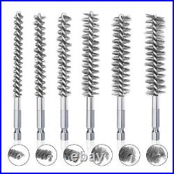 6x Wire Brush Cleaning Set Remove Rust Metal Clean Handle Drill Bit Tool Set UK