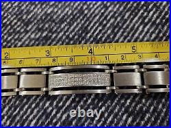 8 MEN'S BRUSHED 316L STAINLESS STEEL BRACELET WITH DIAMONDS 15mm WIDE