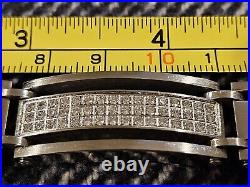 8 MEN'S BRUSHED 316L STAINLESS STEEL BRACELET WITH DIAMONDS 15mm WIDE