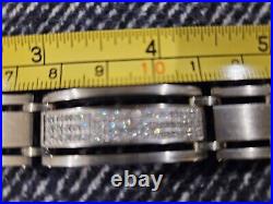 8 MEN'S BRUSHED 316L STAINLESS STEEL BRACELET WITH DIAMONDS 15mm WIDE