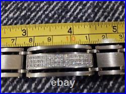 8 MEN'S BRUSHED 316L STAINLESS STEEL BRACELET WITH DIAMONDS 15mm WIDE