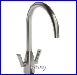 Abode Airo Dual Lever Monobloc Sink Tap Brushed Stainless Steel