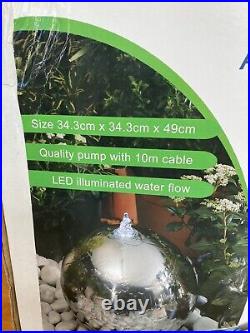 Alan Titchmarsh Elegant Stainless Steel Ball Water Feature Garden 34cm New