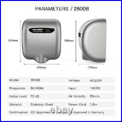 Anydry 2800B Commercial Hand Dryer Stainless Steel With Banner. Brushed