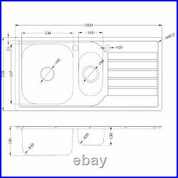 Astini Cagliari 1.5 Bowl Brushed Stainless Steel Kitchen Sink & Waste