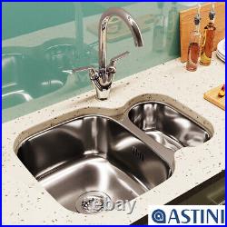 Astini Renzo 1.5 Bowl Brushed Stainless Steel Undermount Kitchen Sink & Waste