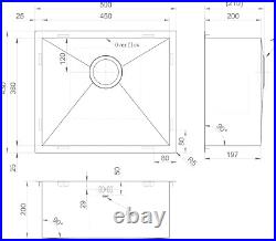 Axia, KS045, Brushed Stainless Steel Kitchen Sink, 500Mm X 430Mm, Undermount o