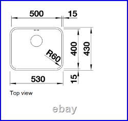 BLANCO Supra 500-U Single Bowl Kitchen Sink Undermount Brushed Stainless Steel