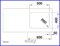 BLANCO Supra 500-U Single Bowl Kitchen Sink Undermount Brushed Stainless Steel