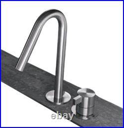Basin 2 Hole Deck Mixer Control & Swivel Luxury Spout in Brushed Stainless Steel