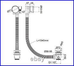 Bath Filler with Click Clack Waste Crosswater PRO0355V Brushed Stainless Steel