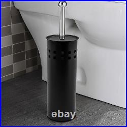 Black Free Standing Stainless Steel Brush & Holder Set Bathroom Toilet Cleaning