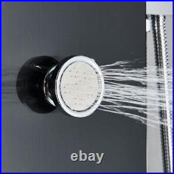 Black Shower Panel Column Tower LED Stainless Steel Massage Body Jets Mixer Taps