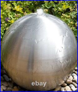 Brushed 60cm Stainless Steel Sphere Water Feature Fountain Cascade w LED Light