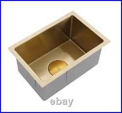 Brushed Brass Gold stainless steel kitchen sink R10 hand made pantry 450300 mm
