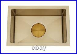 Brushed Brass Gold stainless steel kitchen sink R10 hand made pantry 450300 mm
