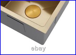 Brushed Brass Gold stainless steel kitchen sink R10 trough pantry 280 mm deep