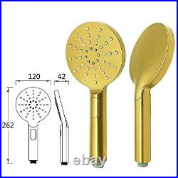 Brushed Gold Exposed Thermostatic Mixer Twin Shower Head Round Slider Bar 8 Set