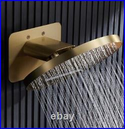 Brushed Gold Finish Stainless Steel Wall Mount Concealed Rain Round Shower Head