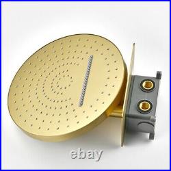 Brushed Gold Finish Stainless Steel Wall Mount Concealed Rain Round Shower Head