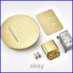 Brushed Gold Finish Stainless Steel Wall Mount Concealed Rain Round Shower Head