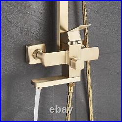 Brushed Gold Shower Set Stainless Steel Head With Hnadshower Mixer System Tap