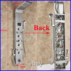 Brushed Nickel LED Stainless Steel Shower Panel Column Jets Hand Tub Spout Tap