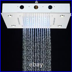 Brushed Nickel Modern LED Shower Head Square Rainfall Waterfall Stainless Steel