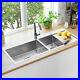 Brushed Stainless Steel Inset Catering Kitchen Sink Basin 1.5 Bowl Drainer Waste