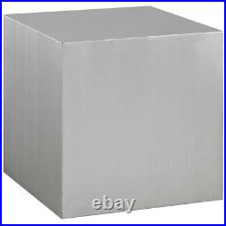 Brushed Stainless Steel Square 19.5 Cube Side Table