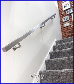 Brushed Steel Handrail Pre-Assembled Stainless Square Metal Stair Banister