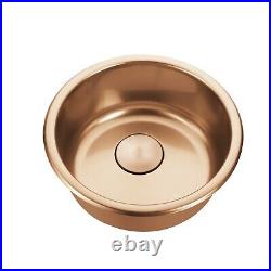 Burnished brushed copper stainless steel Single Round bowl kitchen sink trough