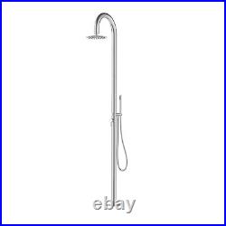 Chrome Outdoor Shower with Pencil Hand Shower 2 Outlets Fiji FIJIBRST